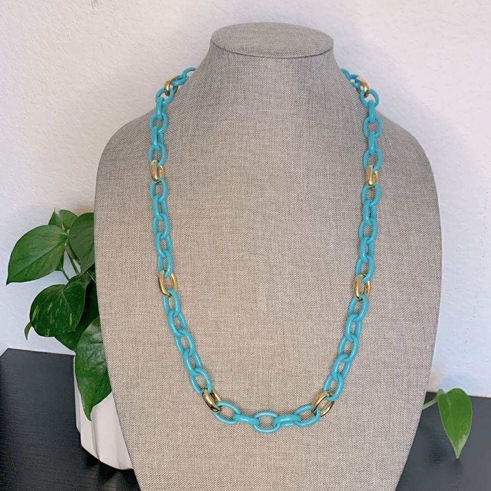 Michael Kors Gold Tone Turquoise Modern Mix Link Necklace - NWT